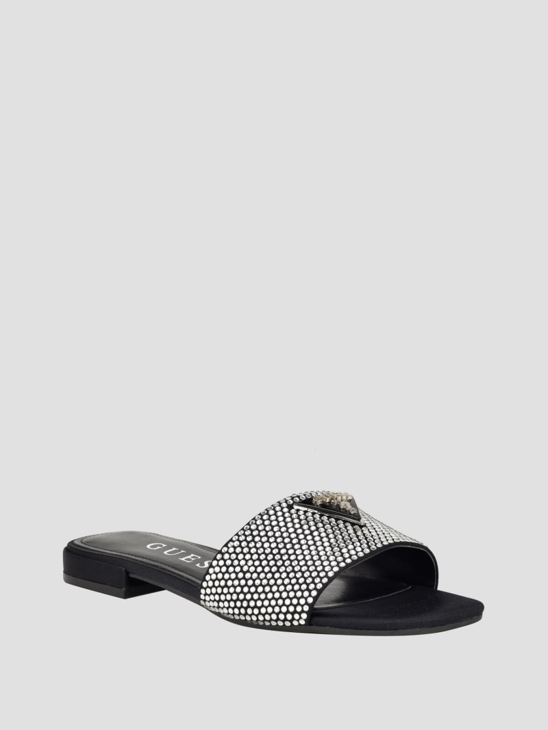 Guess Tamed Triangle Rhinestone Sandals - Black 002 Guess Tamed Triangle Rhinestone Sandals - Black 002