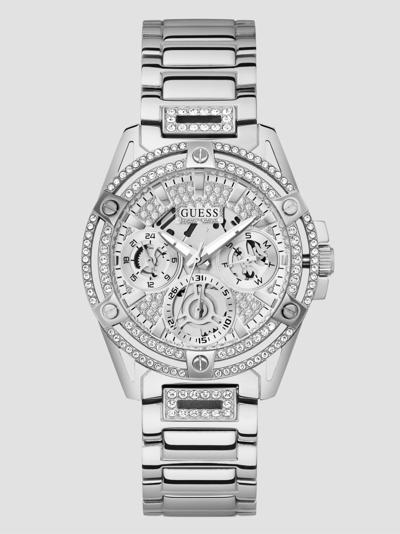 Guess Silver-Tone Rhinestone Cut-Through Watch - Silver Guess Silver-Tone Rhinestone Cut-Through Watch - Silver