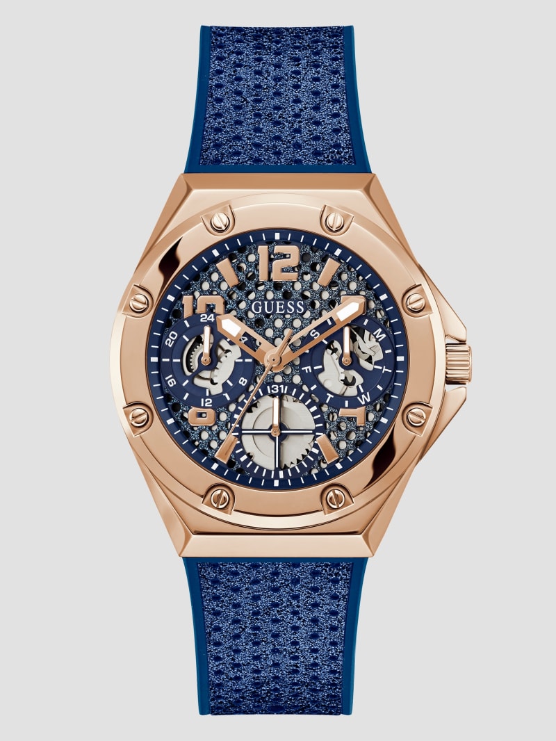 Guess Asteria Glitter Rose Gold-Tone Blue Watch - Rose Gold Guess Asteria Glitter Rose Gold-Tone Blue Watch - Rose Gold