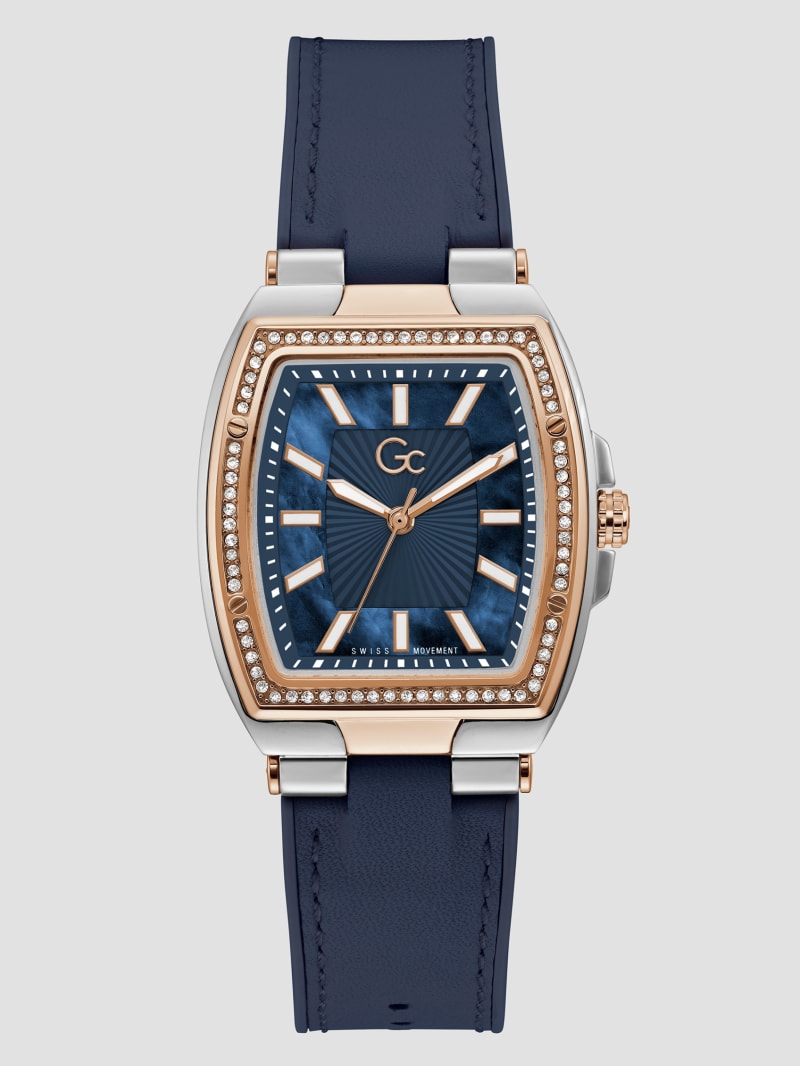 Guess Gc Petite Square Gold-Tone Analog Watch - Rose Gold Guess Gc Petite Square Gold-Tone Analog Watch - Rose Gold
