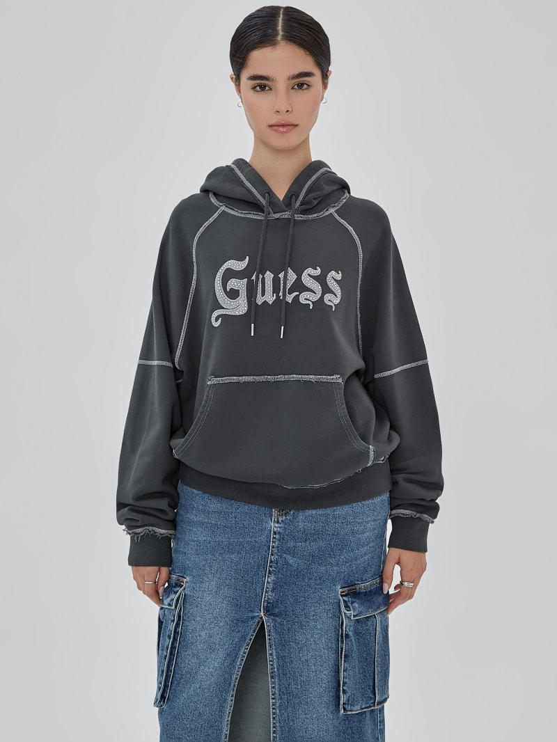 Guess GUESS Originals Stud Contrast Hoodie - Jet Black Multi Guess GUESS Originals Stud Contrast Hoodie - Jet Black Multi
