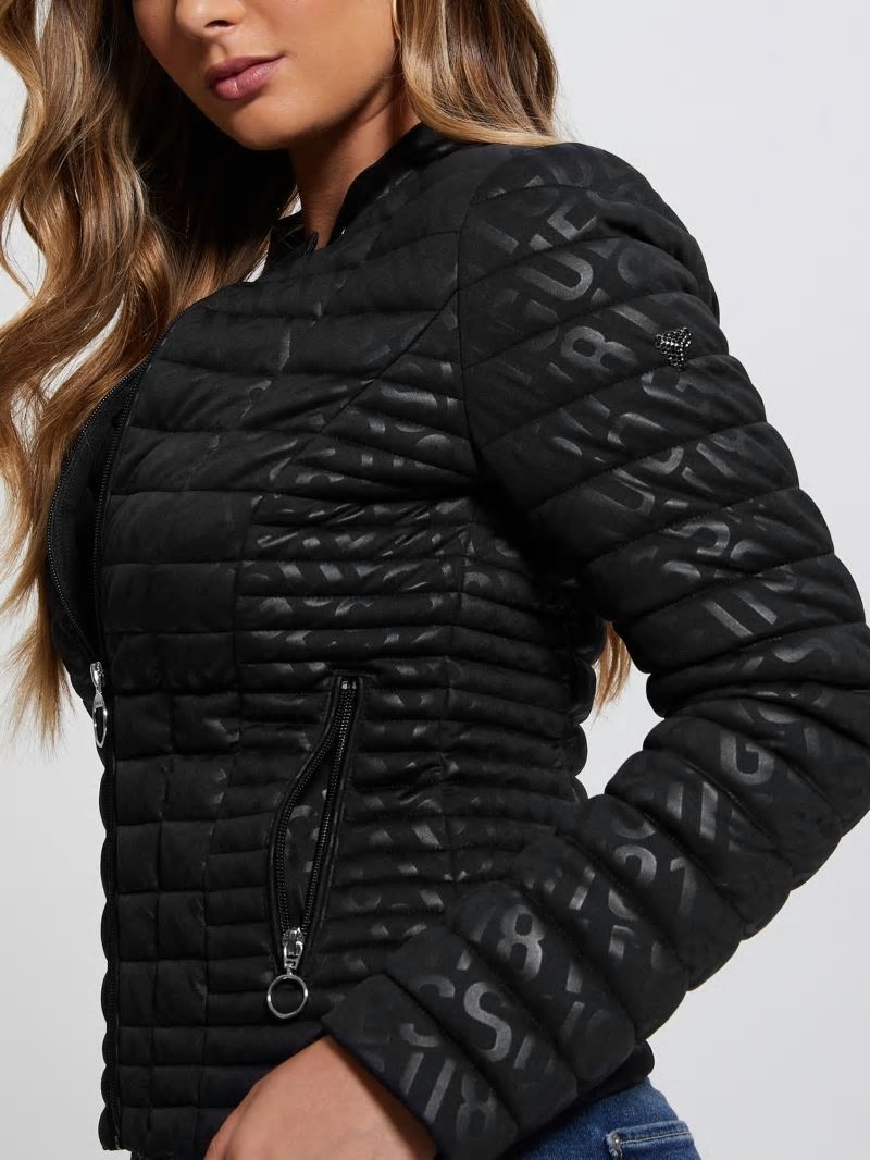 Guess Vona Quilted Logo Jacket - Black Guess Vona Quilted Logo Jacket - Black