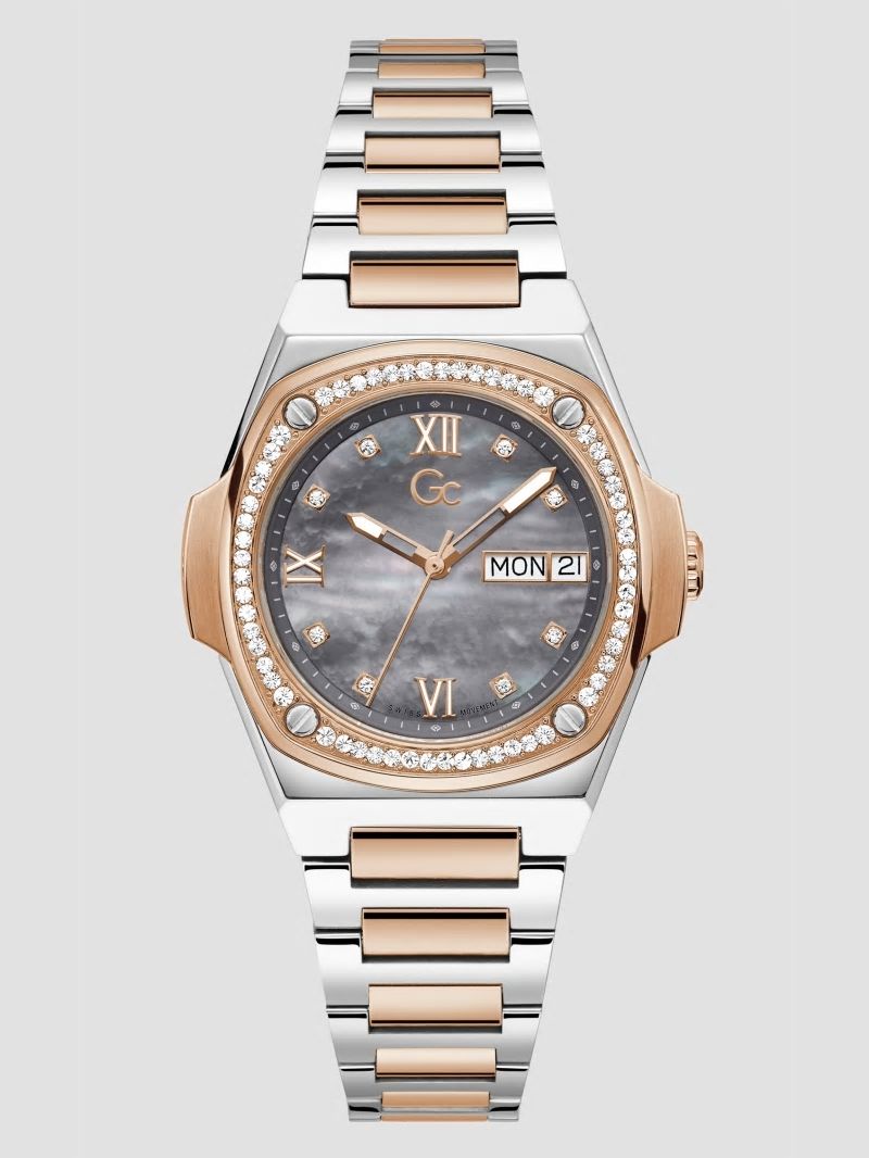 Guess Two-Tone and Mother-of-Pearl Analog Watch - Rose Gold Guess Two-Tone and Mother-of-Pearl Analog Watch - Rose Gold