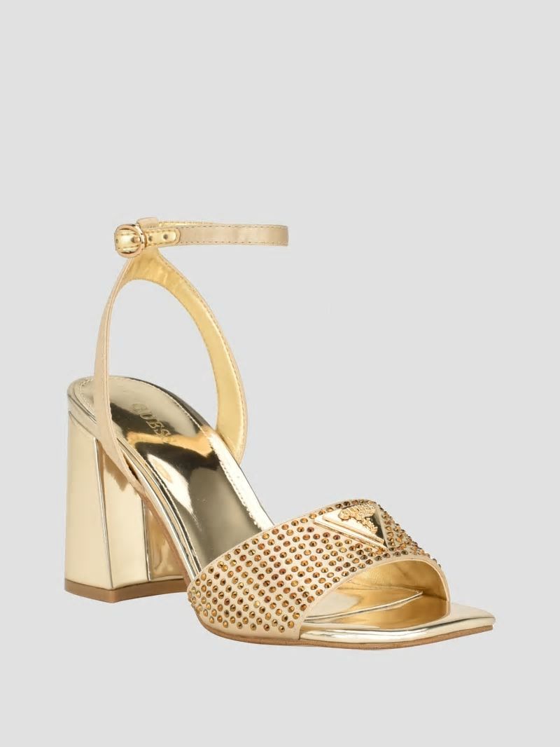 Guess Gelya Triangle Blocked Heels - Gold Guess Gelya Triangle Blocked Heels - Gold