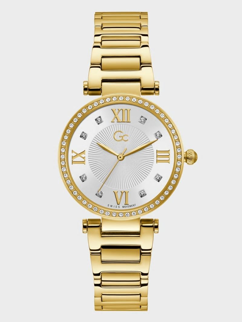 Guess Gc Gold-Tone Crystal Analog Watch - Gold Guess Gc Gold-Tone Crystal Analog Watch - Gold