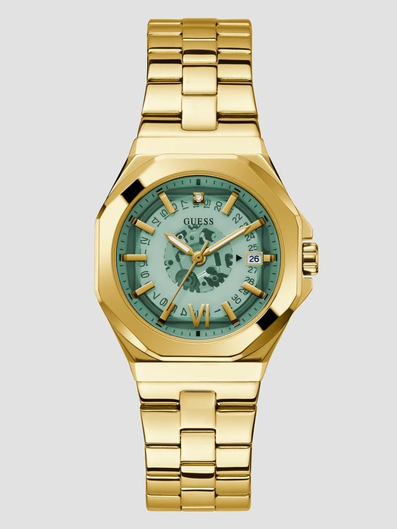 Guess Gold-Tone Translucent Dial Analog Watch - Gold Guess Gold-Tone Translucent Dial Analog Watch - Gold