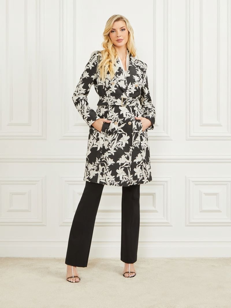 Guess Sunburst Trench Coat - Sunburst Black Print Guess Sunburst Trench Coat - Sunburst Black Print