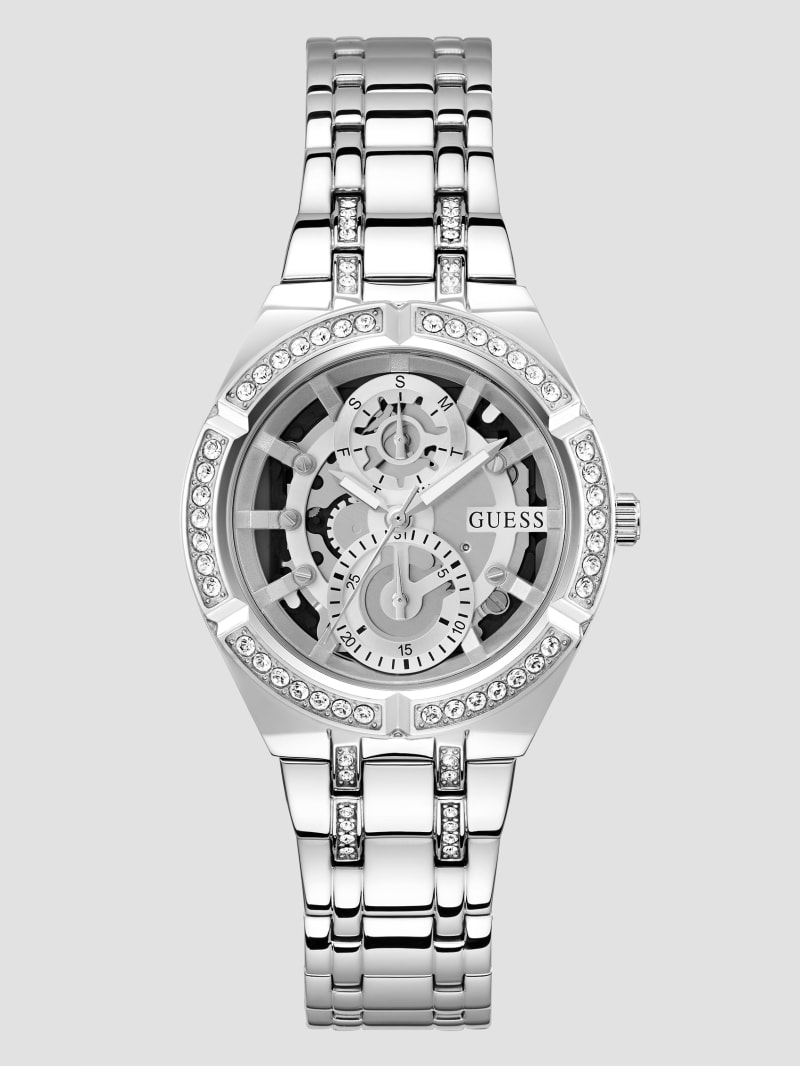 Guess Silver-Tone Cut-Through Multifunction Watch - Silver Guess Silver-Tone Cut-Through Multifunction Watch - Silver