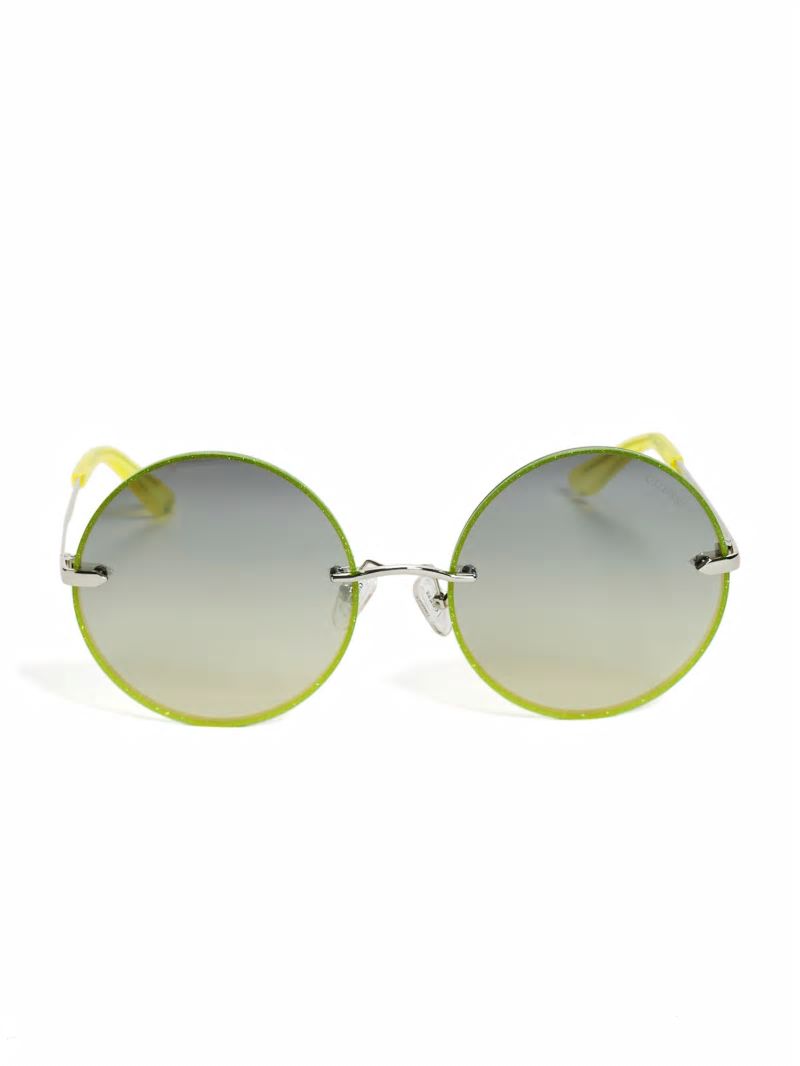 Guess Greyson Glitter Trim Round Sunglasses - Yellow Guess Greyson Glitter Trim Round Sunglasses - Yellow