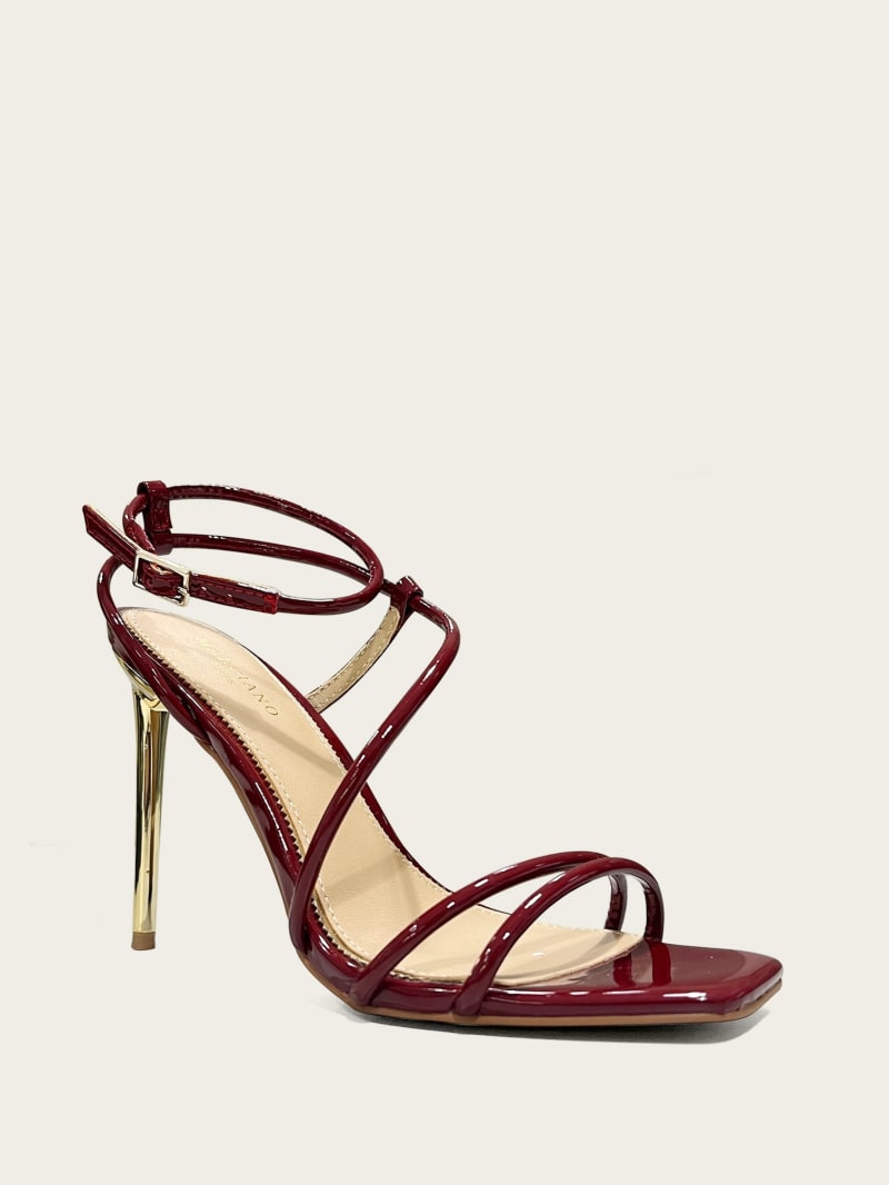 Guess Strappy Cord Heeled Sandal - Dark Jam Red Guess Strappy Cord Heeled Sandal - Dark Jam Red