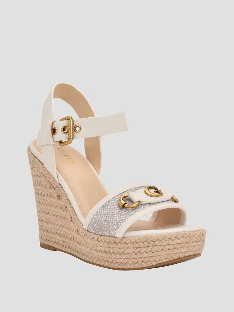Guess Hisley Wedge Sandals - Ivory 150 Guess Hisley Wedge Sandals - Ivory 150