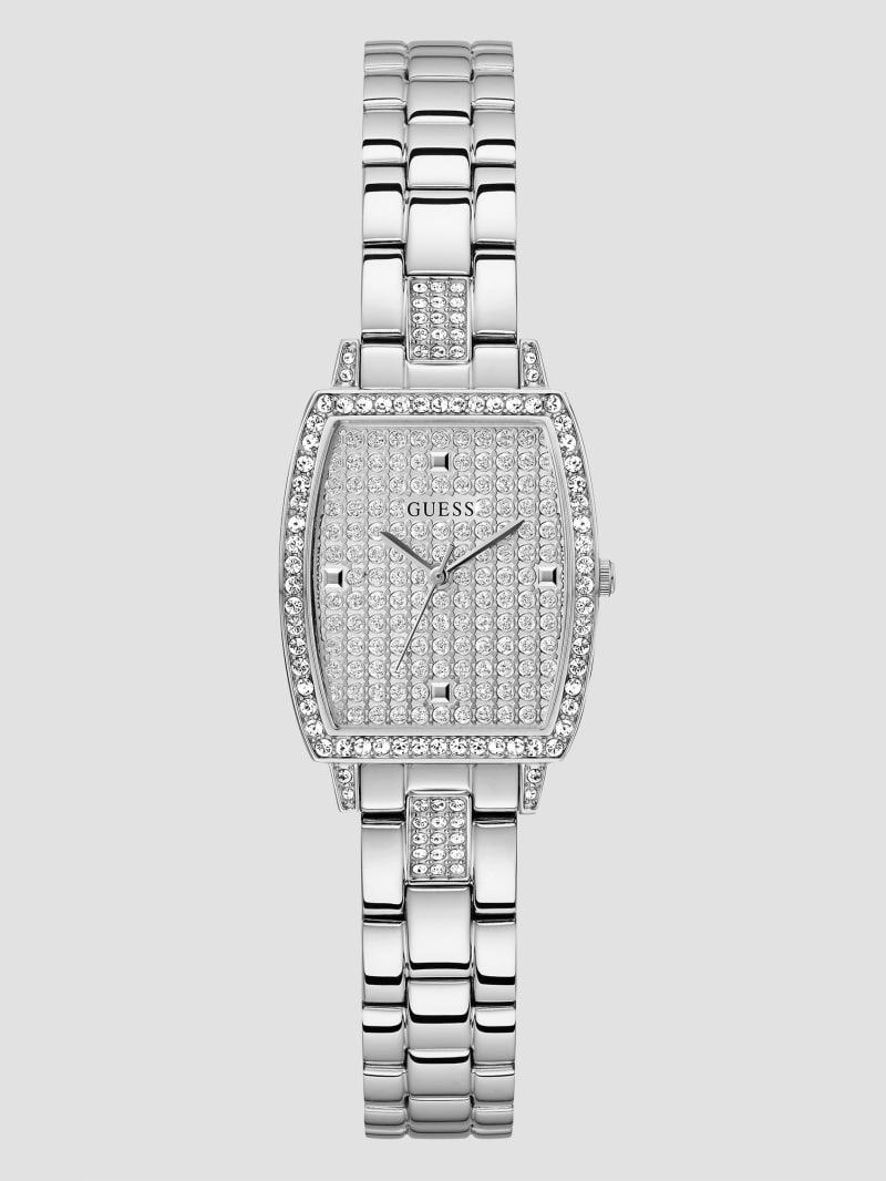 Guess Silver-Tone Crystal Barrel Analog Watch - Silver Guess Silver-Tone Crystal Barrel Analog Watch - Silver