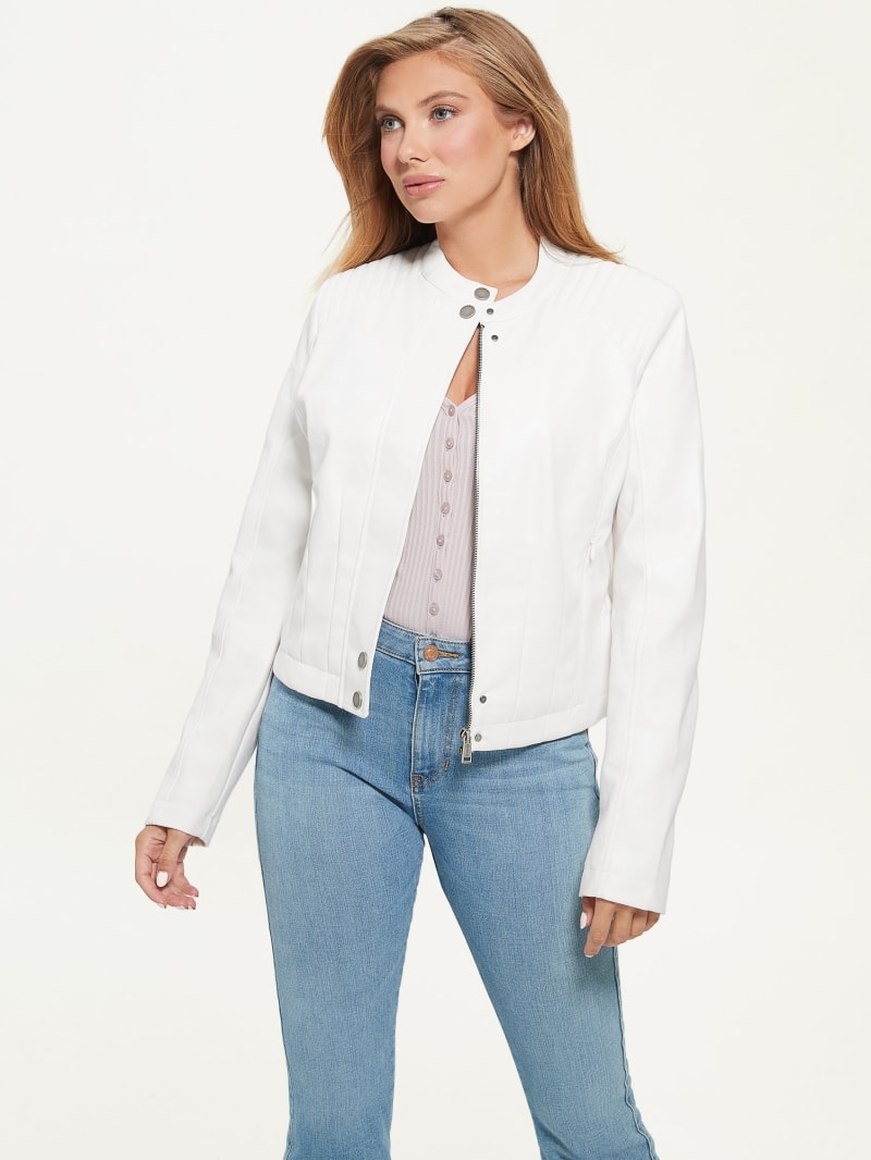 Guess Fiammetta Moto Jacket - Cream White Guess Fiammetta Moto Jacket - Cream White