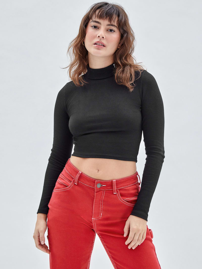 Guess GUESS Originals Mock Neck Long-Sleeve Top - Black Guess GUESS Originals Mock Neck Long-Sleeve Top - Black
