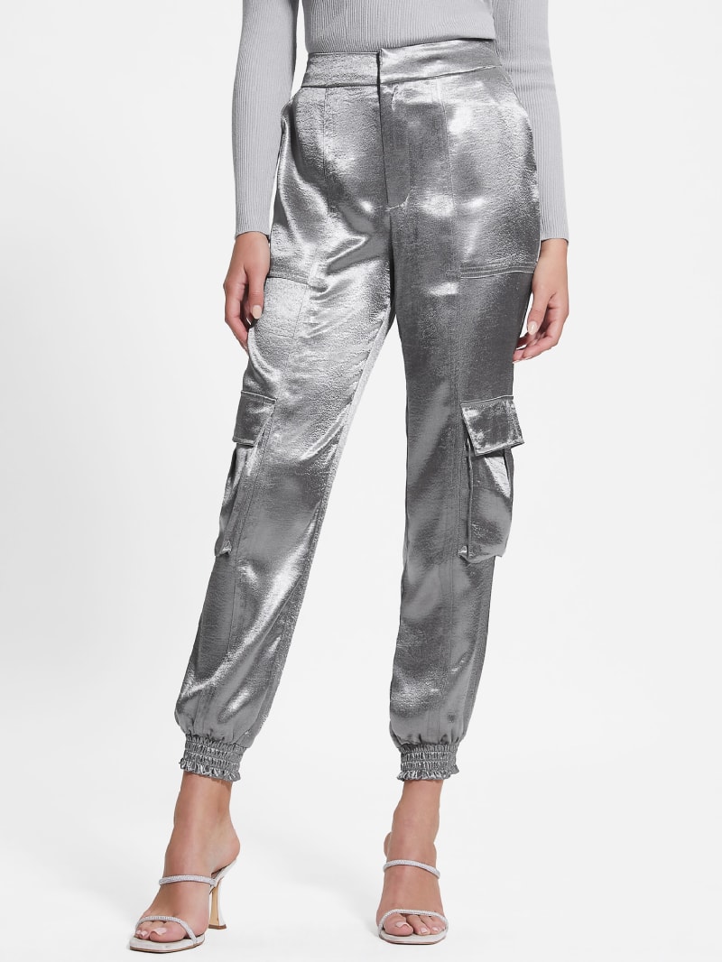 Guess Eco Soundwave Satin Cargo Pants - Metallic Guess Eco Soundwave Satin Cargo Pants - Metallic