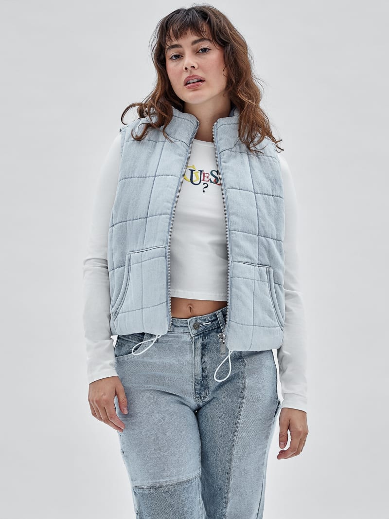 Guess GUESS Originals Denim Puffer Vest - Go Venice Lt Wash Guess GUESS Originals Denim Puffer Vest - Go Venice Lt Wash