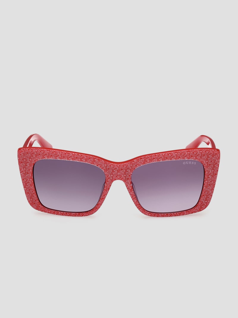 Guess Square Logo Print Plastic Sunglasses - Red Guess Square Logo Print Plastic Sunglasses - Red