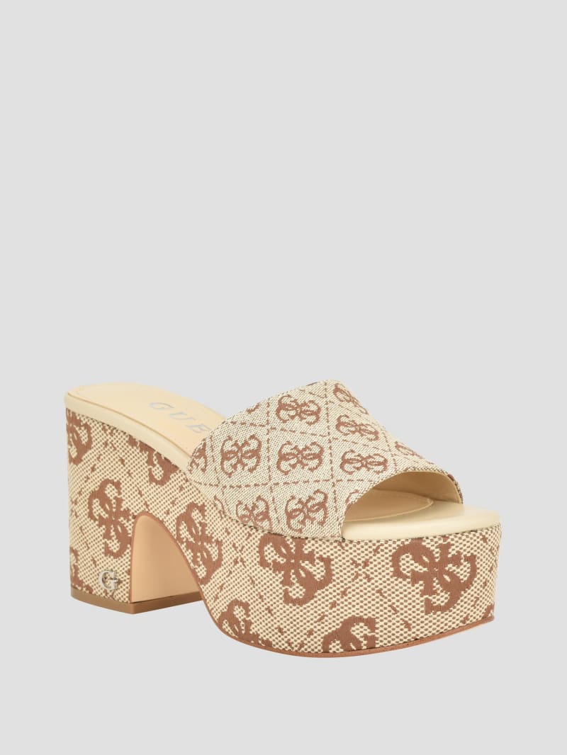 Guess Yapplea Quattro G Platform Mules - Medium Brown Guess Yapplea Quattro G Platform Mules - Medium Brown