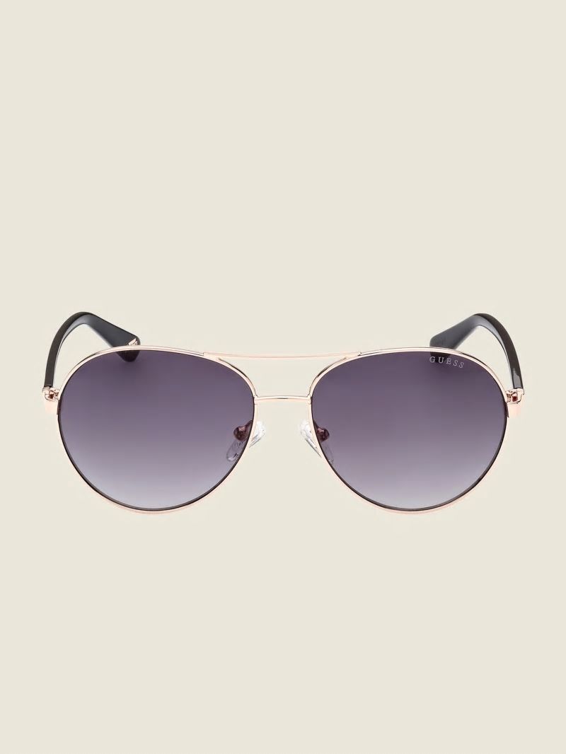 Guess Gold-Tone Aviator Sunglasses - White/Gold Guess Gold-Tone Aviator Sunglasses - White/Gold