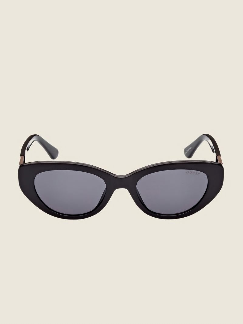 Guess Colored Plastic Cat-Eye Sunglasses - Black Guess Colored Plastic Cat-Eye Sunglasses - Black