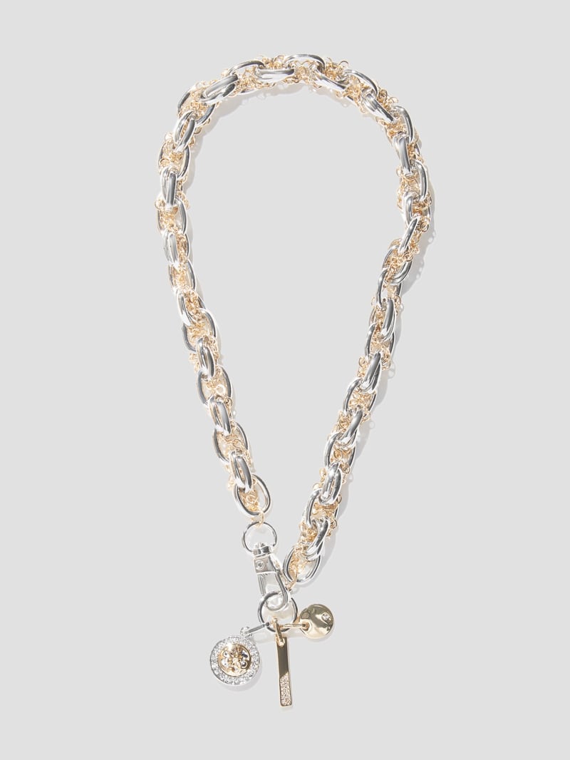 Guess Quattro G Charm Mixed Chain Necklace - Silver Guess Quattro G Charm Mixed Chain Necklace - Silver