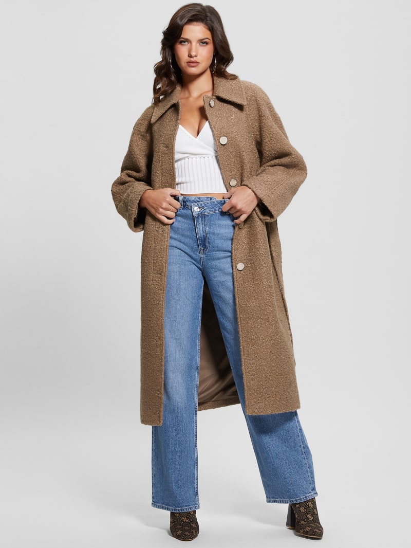 Guess Terry Belted Teddy Coat - Summer Clay Multi Guess Terry Belted Teddy Coat - Summer Clay Multi