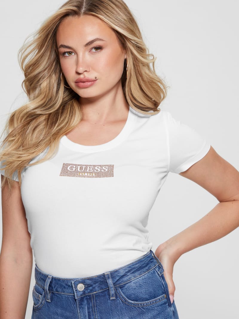 Guess Studded Box Tee - Pure White Guess Studded Box Tee - Pure White