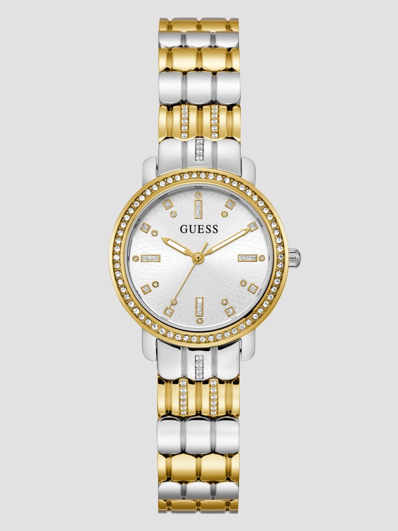 Guess Two-Tone Crystal Analog Watch - Gold Guess Two-Tone Crystal Analog Watch - Gold