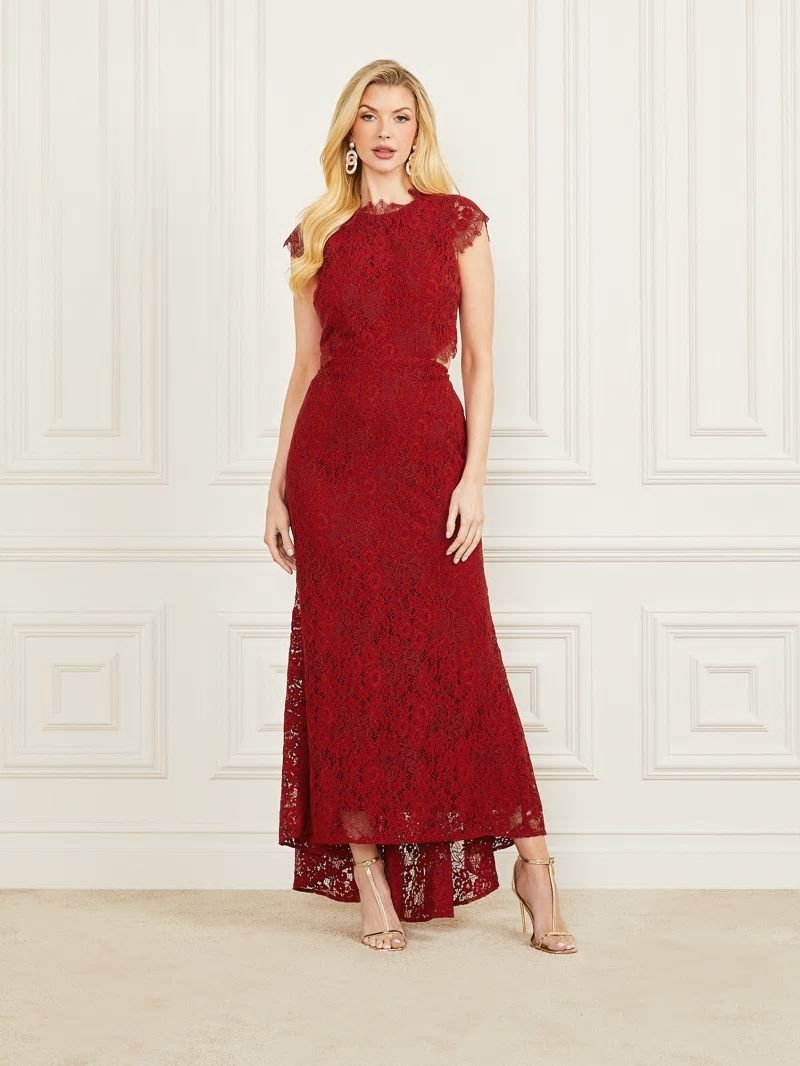 Guess Hannah Lace Maxi Dress - Lacquer Red A503 Guess Hannah Lace Maxi Dress - Lacquer Red A503