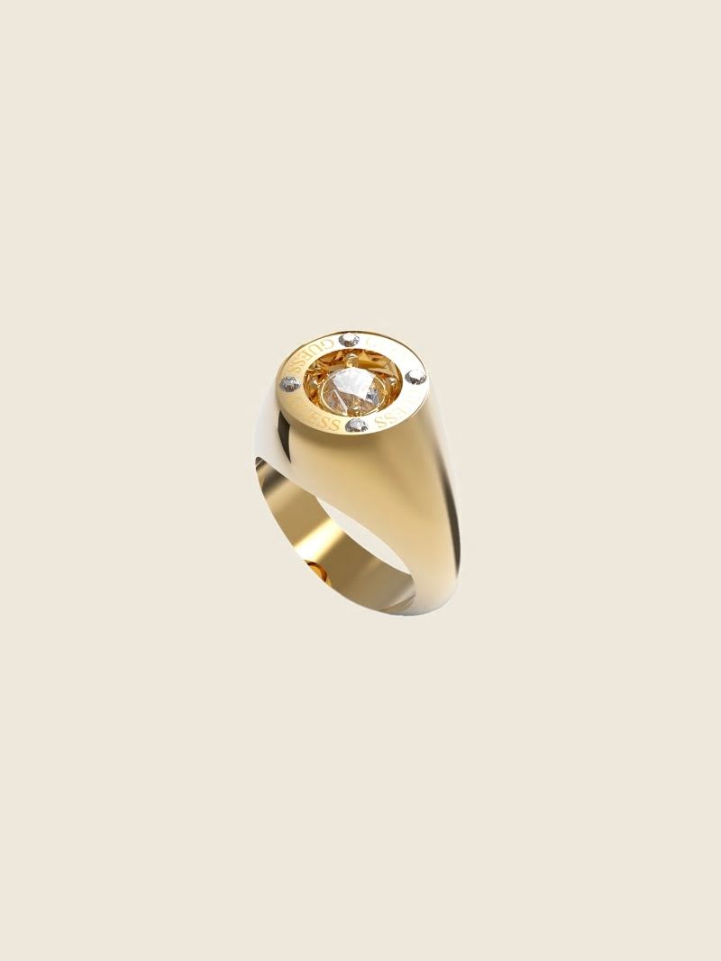 Guess Gold-Tone Solitaire Signet Ring - Silver/Gold Guess Gold-Tone Solitaire Signet Ring - Silver/Gold