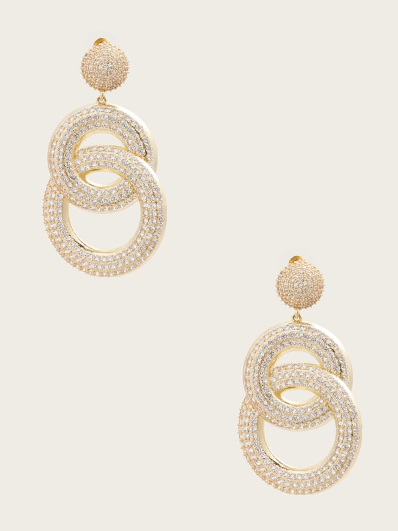 Guess Gold-Tone and CZ Interlocked Doorknocker Earring - Silver/Gold Guess Gold-Tone and CZ Interlocked Doorknocker Earring - Silver/Gold