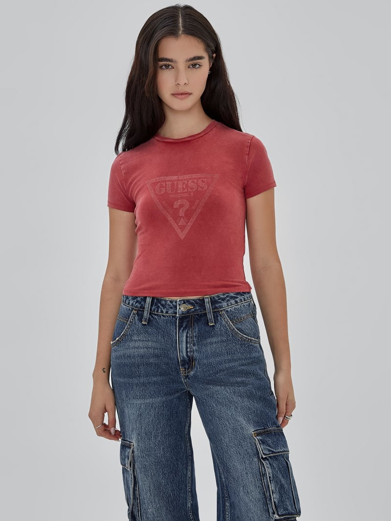 Guess GUESS Originals Vintage Triangle Baby Tee - Rugby Red Multi Guess GUESS Originals Vintage Triangle Baby Tee - Rugby Red Multi