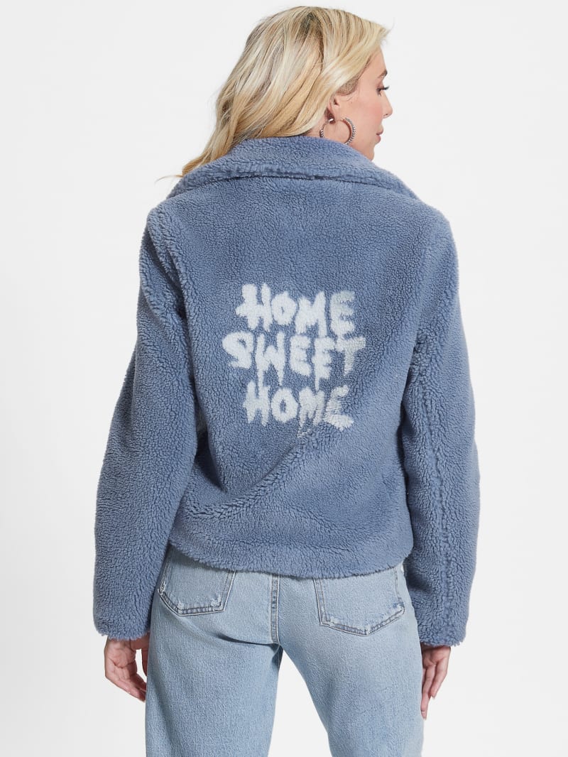 Guess Daria Faux-Sherpa Moto Jacket - Steel Blue Guess Daria Faux-Sherpa Moto Jacket - Steel Blue