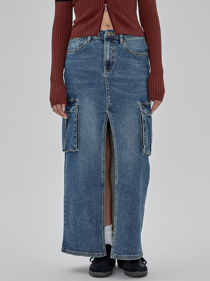 Guess GUESS Originals Denim Cargo Skirt - Go Fez Medium Wash Guess GUESS Originals Denim Cargo Skirt - Go Fez Medium Wash