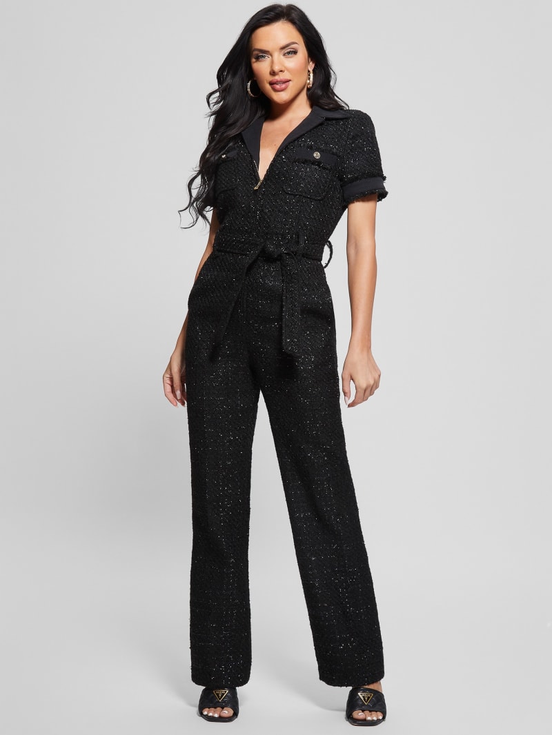 Guess Clarissa Metallic Tweed Jumpsuit - Black Tweed Fantasy Guess Clarissa Metallic Tweed Jumpsuit - Black Tweed Fantasy