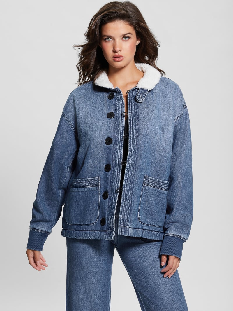 Guess Lana Sherpa-Lined Denim Jacket - Noka Wash Guess Lana Sherpa-Lined Denim Jacket - Noka Wash