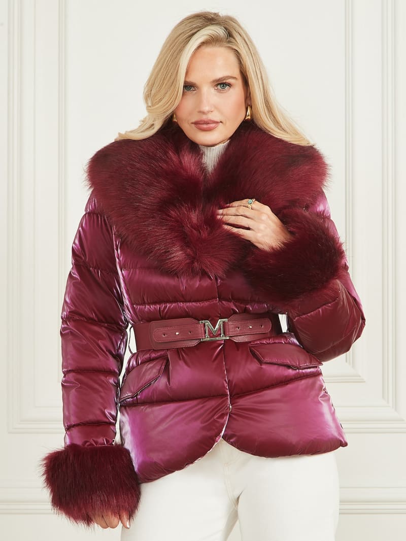 Guess Nausicaa Puffer Jacket - Purple Petal Multi Guess Nausicaa Puffer Jacket - Purple Petal Multi