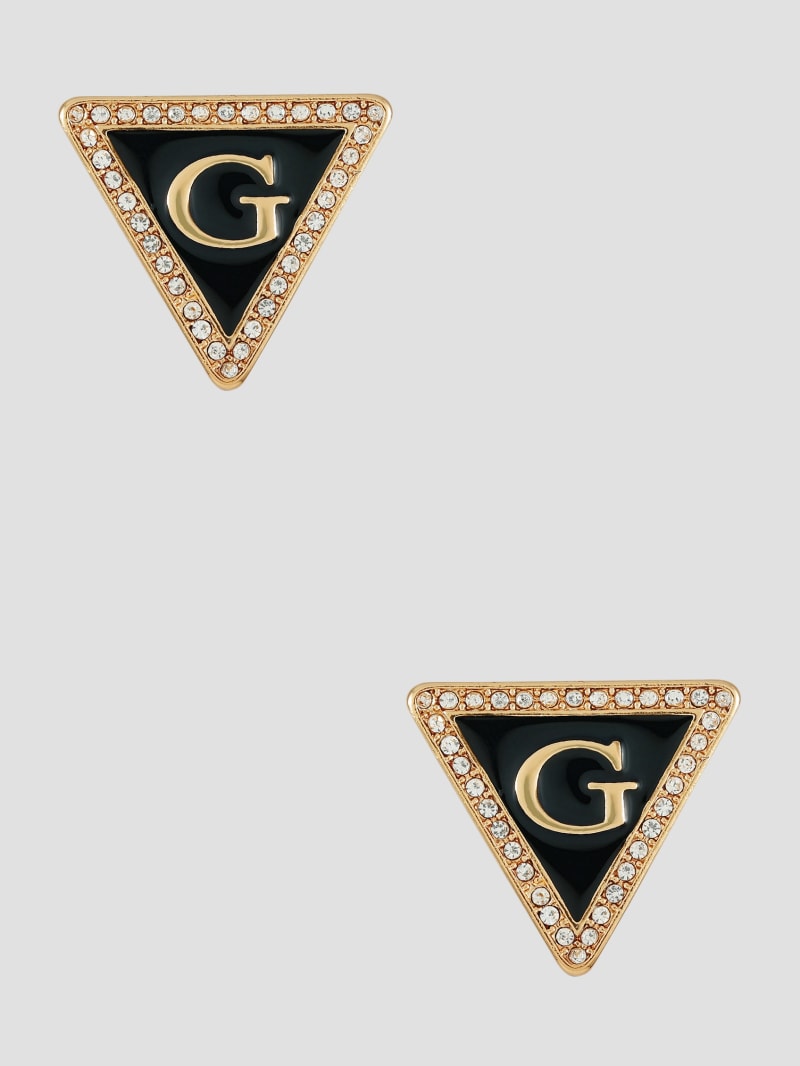 Guess Gold-Tone and Black G Triangle Earrings - Black Snakeskin Guess Gold-Tone and Black G Triangle Earrings - Black Snakeskin