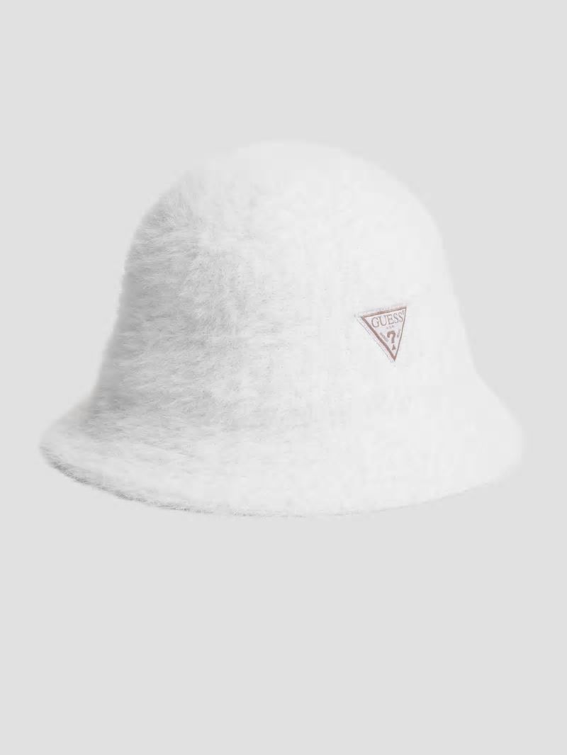 Guess Fuzzy Bucket Hat - White Multi Guess Fuzzy Bucket Hat - White Multi