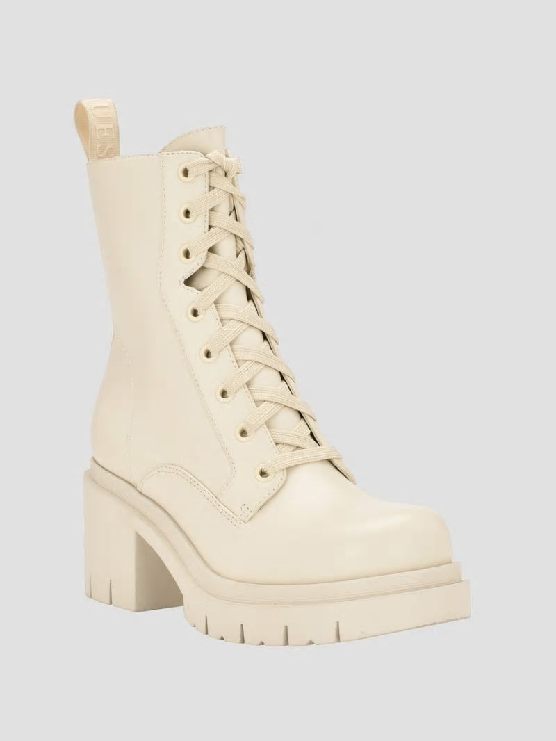 Guess Juel Lace-Up Booties - Ivory 150 Guess Juel Lace-Up Booties - Ivory 150