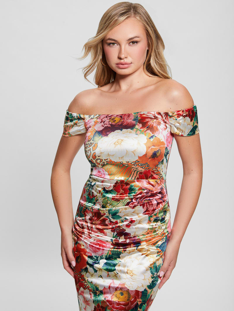 Guess Camila Off-The-Shoulder Dress - Peony Animal Print Guess Camila Off-The-Shoulder Dress - Peony Animal Print