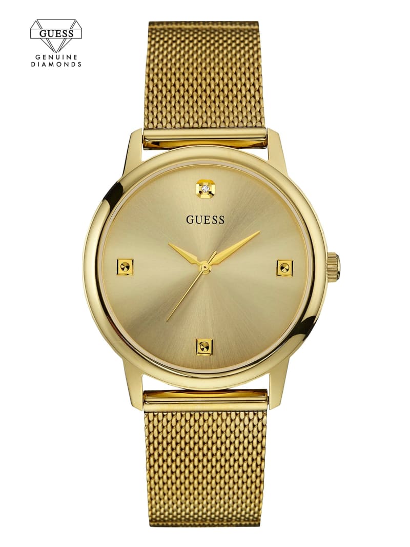 Guess Gold-Tone Slim Mesh Diamond Watch - Gold Guess Gold-Tone Slim Mesh Diamond Watch - Gold