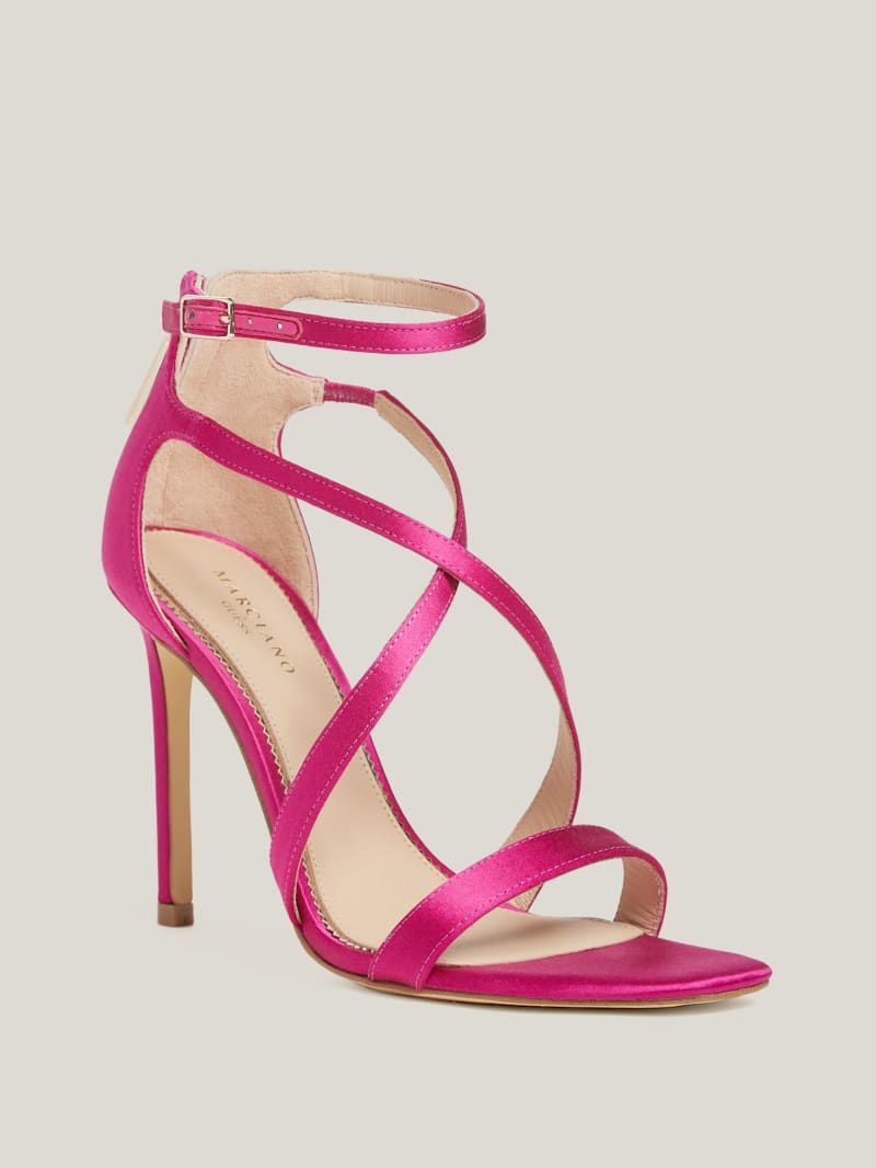 Guess Satin Strappy Heel - Dark Pink Guess Satin Strappy Heel - Dark Pink