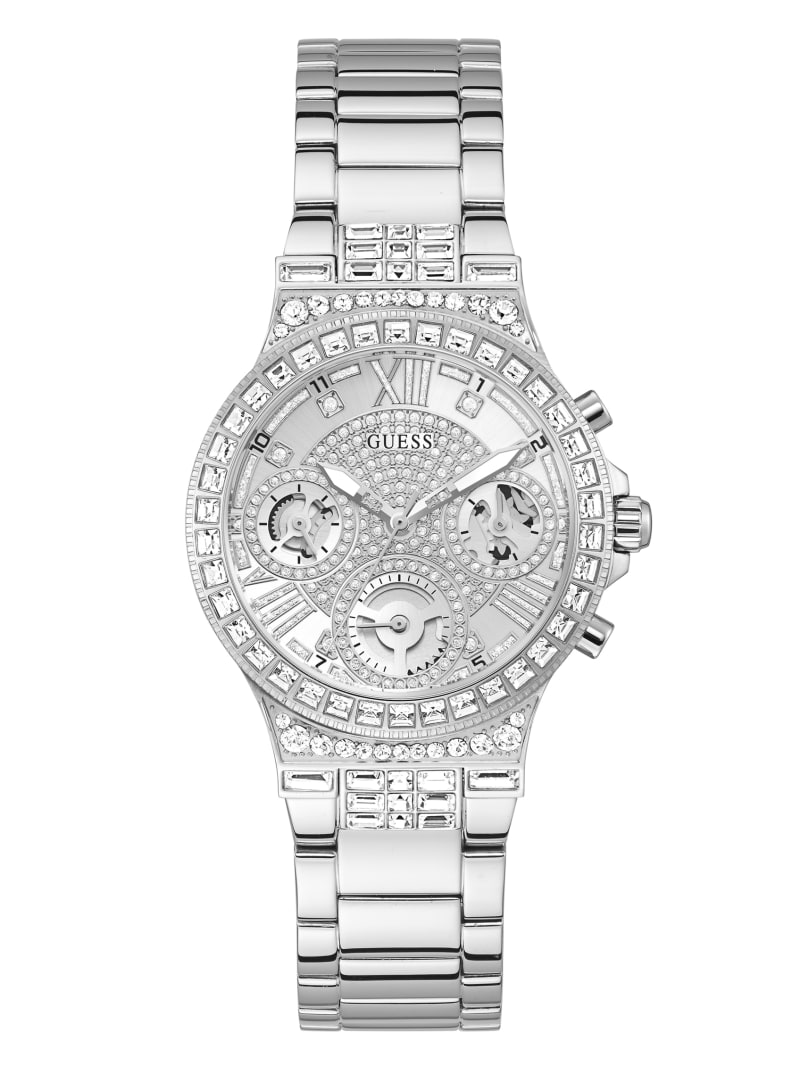 Guess Silver-Tone and Rhinestone Multifunction Watch - Silver Guess Silver-Tone and Rhinestone Multifunction Watch - Silver