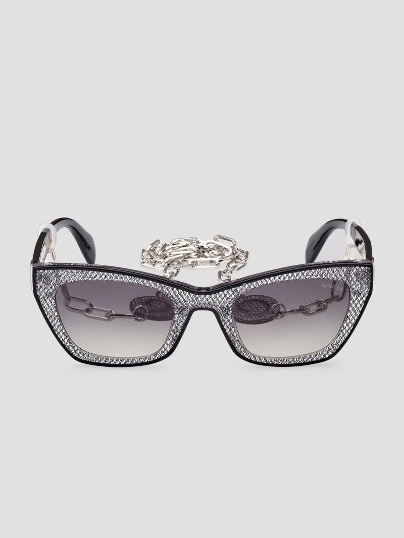 Guess Metallic Plastic Cat-Eye Sunglasses - Silver Guess Metallic Plastic Cat-Eye Sunglasses - Silver