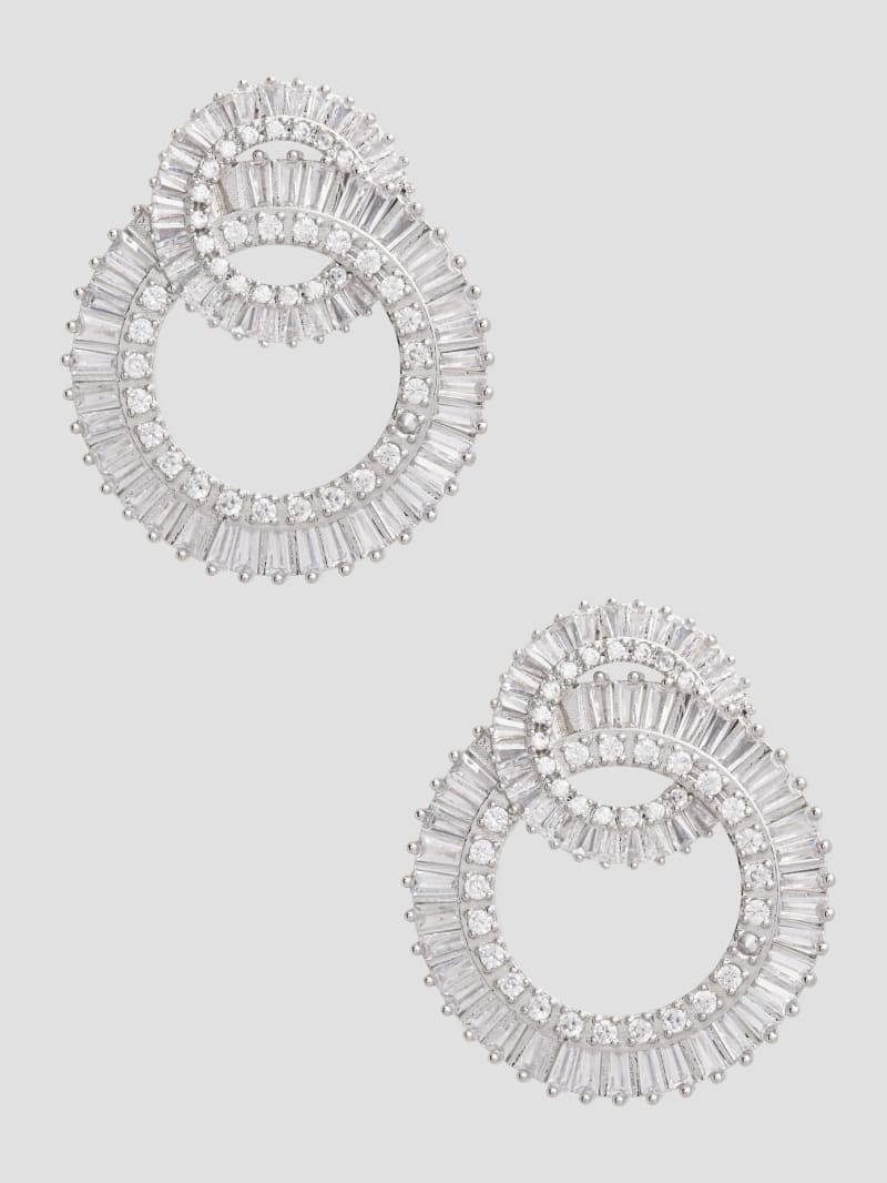 Guess Silver-Tone Oversized Statement Earrings - Silver Guess Silver-Tone Oversized Statement Earrings - Silver