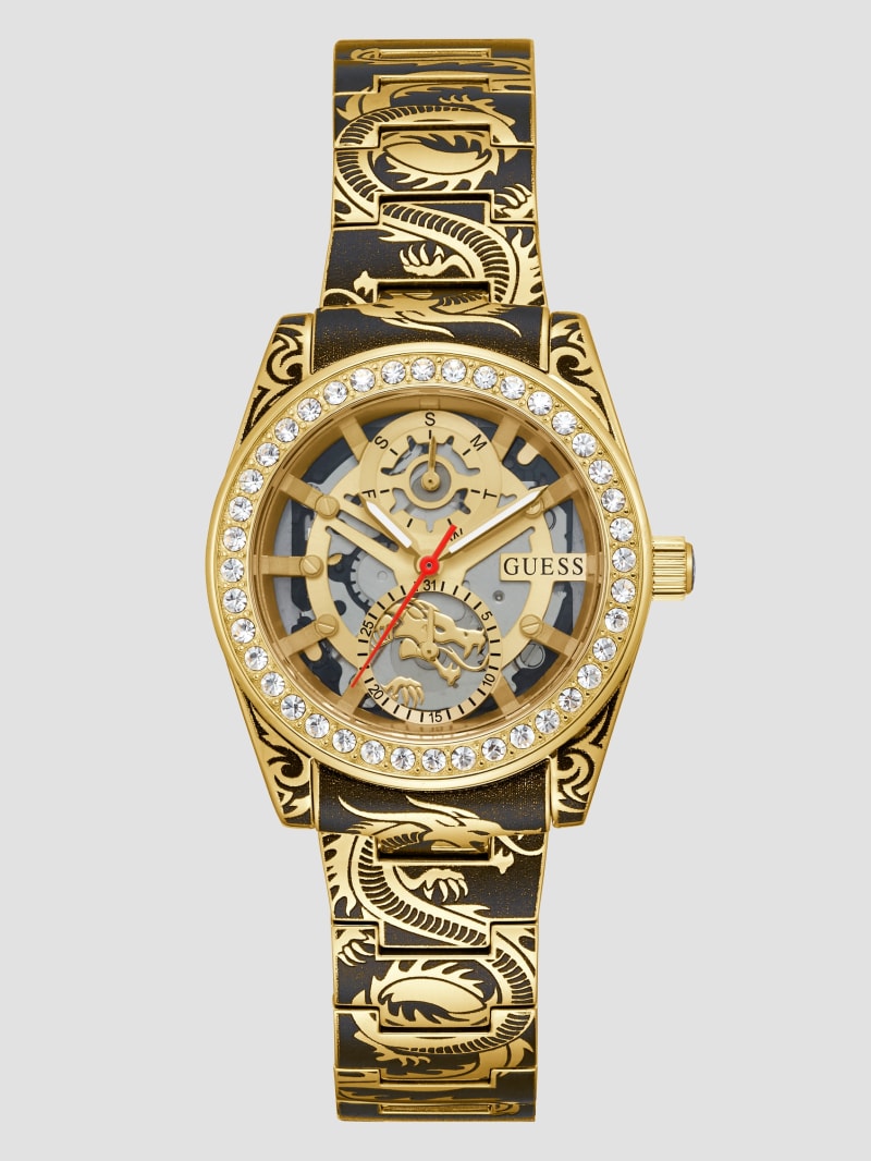 Guess Printed Gold-Tone Multifunction Watch - Gold Guess Printed Gold-Tone Multifunction Watch - Gold