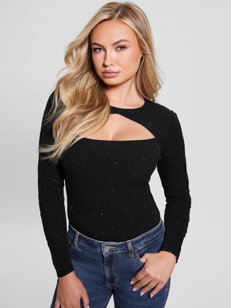 Guess Laurel Micro Sequin Sweater - Jet Black Multi Guess Laurel Micro Sequin Sweater - Jet Black Multi