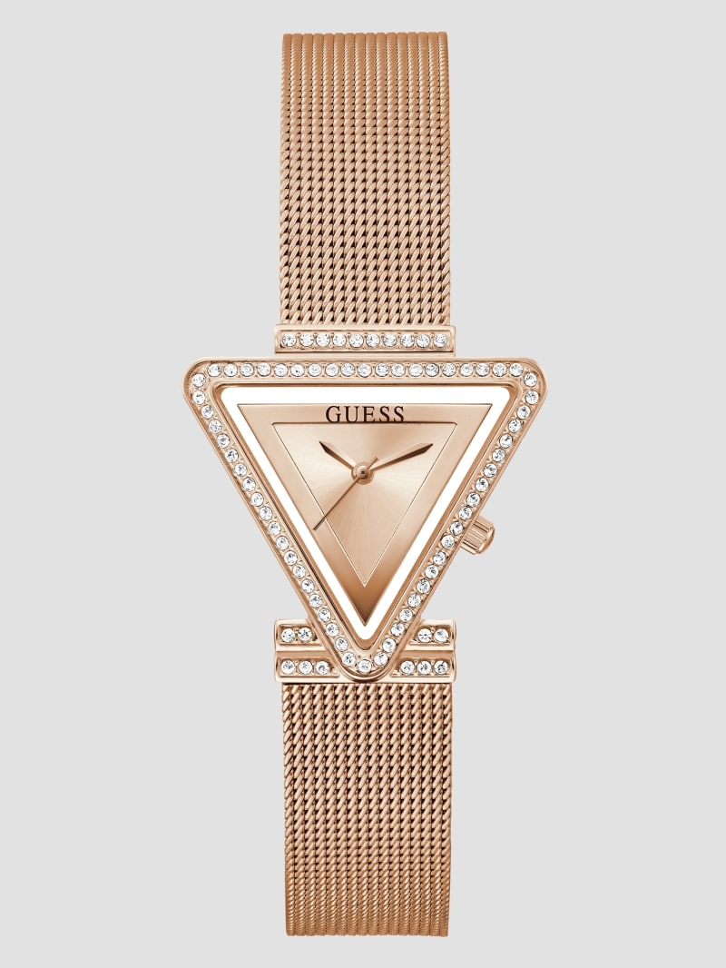 Guess Rose Gold-Tone Triangle Mesh Analog Watch - Silver Guess Rose Gold-Tone Triangle Mesh Analog Watch - Silver