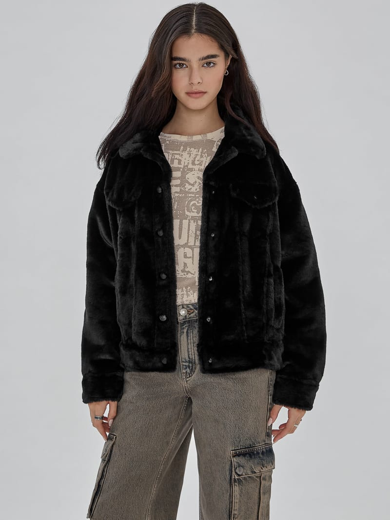 Guess GUESS Originals Oversized Fur Jacket - Black Guess GUESS Originals Oversized Fur Jacket - Black